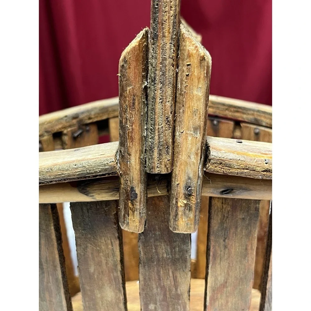 Vintage Wood Slate Orchard Basket Primitive Early 20Th Sea Gathering Harvest